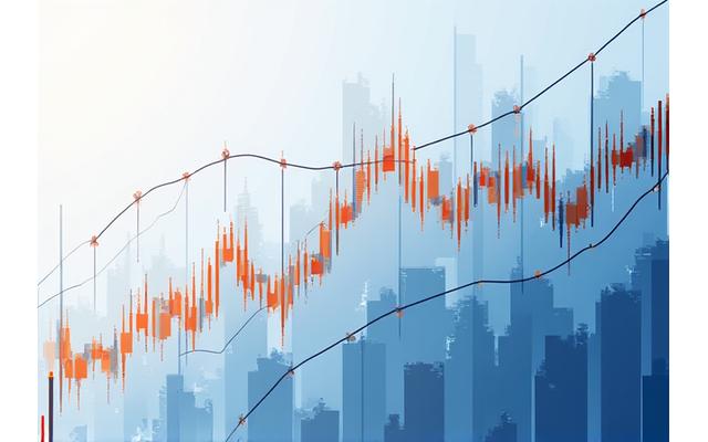 Illustration of trading strategy with candlesticks and financial charts.