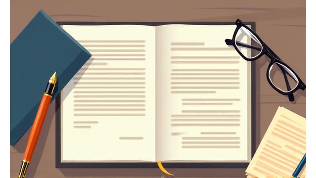 Illustration of a legal document or contract with a pen and glasses, symbolizing terms and conditions.
